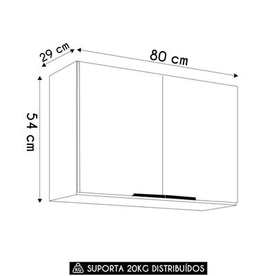 Armário De Cozinha Aéreo 80cm Pérola Z34 Preto - Mpozenato