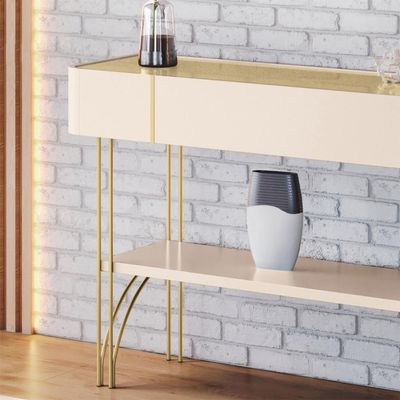 Aparador Para Sala De Estar Pés De Aço Gianni Off/champanhe H01 - Mpozenato