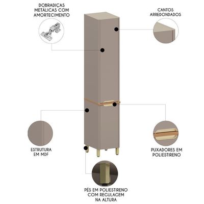 Paneleiro Armário De Cozinha 40cm 2 Portas Marina Cinammon L01 - Mpozenato