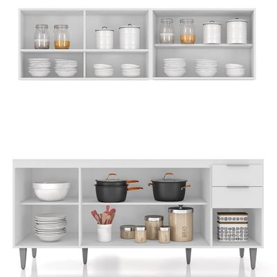 Armário De Cozinha Cp01 Com Pia 180cm Pérola Z34 Branco - Mpozenato