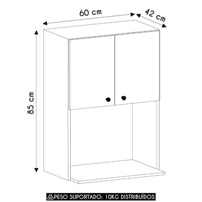 Armário De Cozinha 60cm Com Nicho Micro-ondas Mirella Freijó L01 - Mpozenato