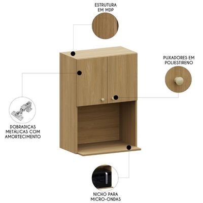 Armário De Cozinha 60cm Com Nicho Micro-ondas Mirella Freijó L01 - Mpozenato