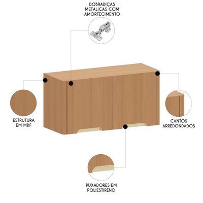 Armário De Cozinha Aéreo Para Geladeira 80cm Marina Freijó L01 - Mpozenato