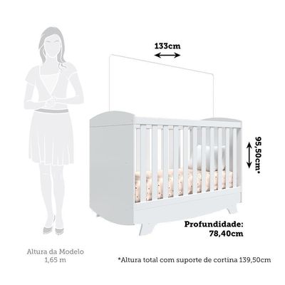 Berço Americano Cris Retrô 3 Em 1 Branco Brilho Com Colchão Baby Physical - Móveis Peroba