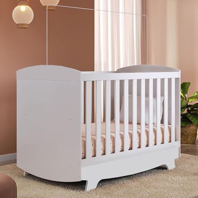 Berço Americano Cris Retrô 3 Em 1 Branco Brilho Com Colchão Baby Physical - Móveis Peroba