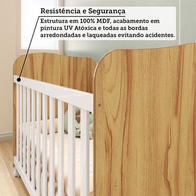 Berço Americano Uli Branco Brilho/amêndoa - Móveis Peroba
