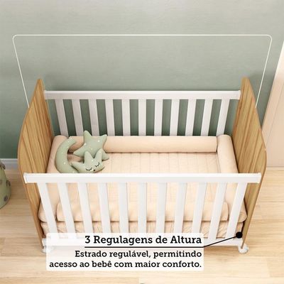 Berço Americano Uli Branco Brilho/amêndoa - Móveis Peroba
