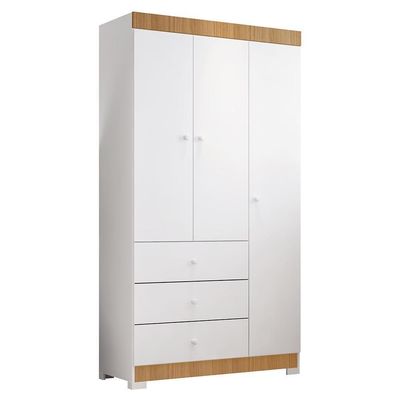 Guarda Roupa Infantil Duda 3 Portas E 3 Gavetas Branco/carvalho - Phoenix Baby