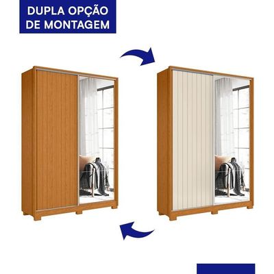 Guarda Roupa Frizatto 2 Portas Deslizantes Flex Cinamomo Com Espelho - Móveis Albatroz Cinamomo