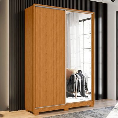 Guarda Roupa Frizatto 2 Portas Deslizantes Flex Cinamomo Com Espelho - Móveis Albatroz Cinamomo