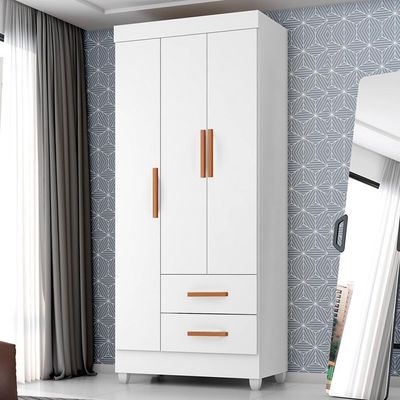 Guarda Roupa Solteiro Lite 3 Portas E 2 Gavetas Branco - Móveis Leão Branco