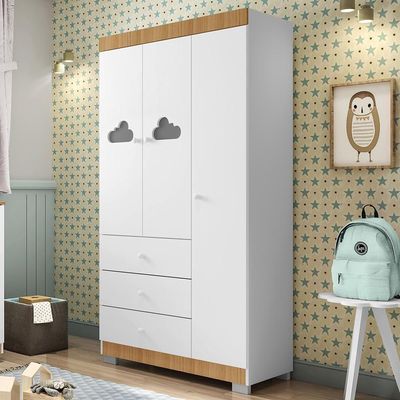 Guarda Roupa Infantil Ane 3 Portas E 3 Gavetas Branco/carvalho - Phoenix Baby