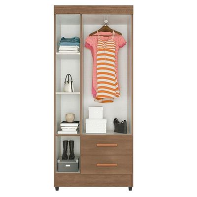 Guarda Roupa Solteiro Lite 3 Portas E 2 Gavetas Carvalho Oak - Móveis Leão Carvalho Oak