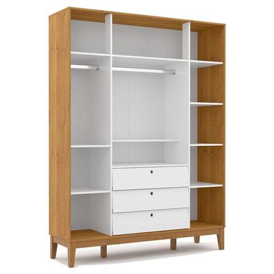 Berço Americano E Guarda Roupa Unique 4 Portas Branco Soft Freijó Eco Wood - Matic