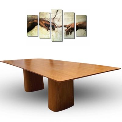 Mesa De Jantar Cone Retangular Duo 198x122cm Base Freijó Tampo Freijó