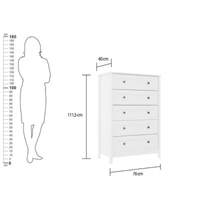 Cômoda Alta Ditália 5 Gavetas Dm-229 Branco