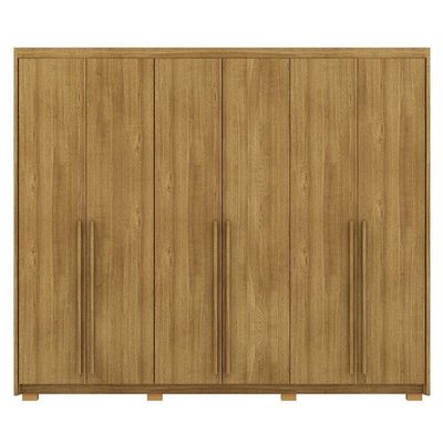 Guarda Roupa Casal 6 Portas 3 Gavetas MDF 275 Cm Vlr Nature