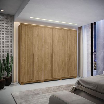 Guarda Roupa Casal 6 Portas 3 Gavetas MDF 275 Cm Vlr Nature