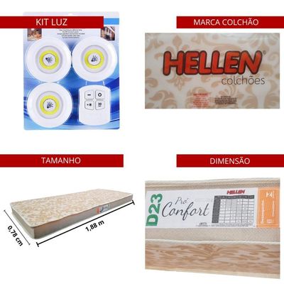 Beliche Ditália Cama Auxiliar Com Colchões + Kit Luz Cm-15 Preto