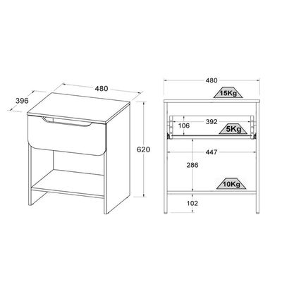 Mesa De Cabeceira Ditália 1 Gaveta Dm-126 Riviera