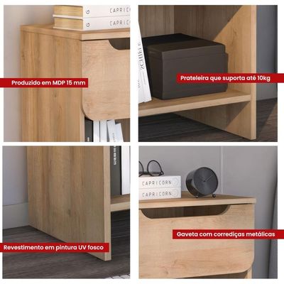 Mesa De Cabeceira Ditália 1 Gaveta Dm-126 Riviera