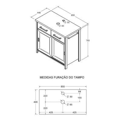 Gabinete Armário Banheiro Ditália Bn-04 Cinza