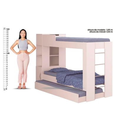 Beliche Ditália Cama Auxiliar Com Colchões + Kit Luz Cm-15 Branco