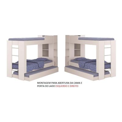 Beliche Ditália Cama Auxiliar Com Colchões + Kit Luz Cm-15 Branco