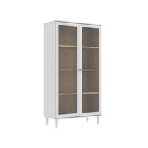 Cristaleira Estante Para Livros Ditália 2 Portas Vidro E-957 Branco