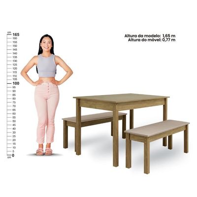 Mesa De Jantar Ditália 2 Bancos Ja-220 + Ja-225 Diamond