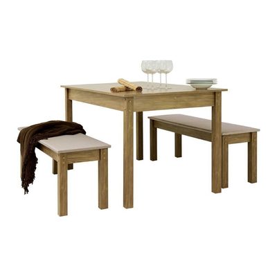 Mesa De Jantar Ditália 2 Bancos Ja-220 + Ja-225 Diamond