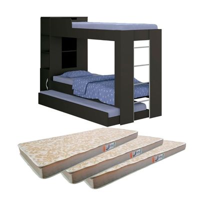 Beliche Cama Auxiliar Com 3 Colchões Ditália Treliche Cm-15 Preto