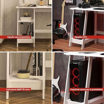 Mesa Escritório Escrivaninha Ditália Mc-190 Branco