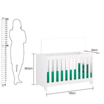 Berço Com Colchão Ditália Multifuncional 3x1 Bbi-51 Branco