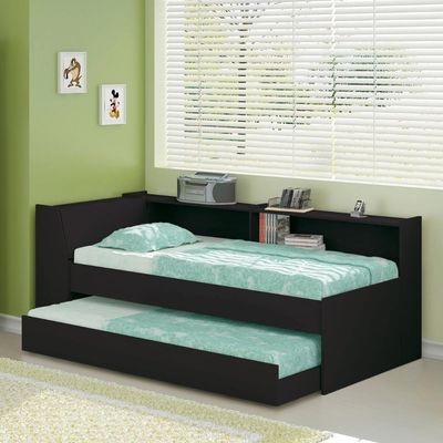 Cama Solteiro Bicama Com Estante Ditália Bb-28-29 Preto