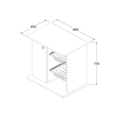 Balcão Fruteira Multiuso Ditália Mf-95 Branco Preto