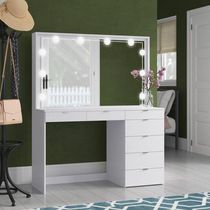 Penteadeira Ditália 7 Gavetas Branco Com Kit Luz Camarim