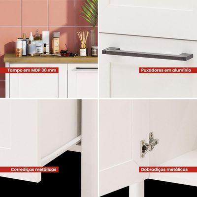 Aparador Buffet Ditália Com Tampo + Espelho Bn-01 Branco