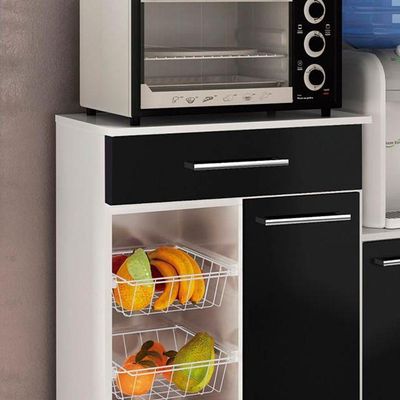 Balcão Cozinha Multiuso Ditália Mf-185 Branco Preto