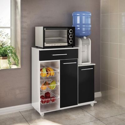 Balcão Cozinha Multiuso Ditália Mf-185 Branco Preto