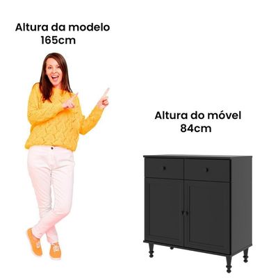 Aparador Buffet Ditália 2 Gav 2 Portas 2 Unidades R-629 Preto