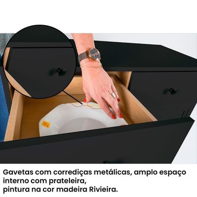 Aparador Buffet Ditália 2 Gav 2 Portas 2 Unidades R-629 Preto