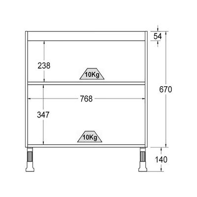 Balcão Cozinha Ditália Aspen 2 Portas Com Tampo Cd-102 Carvalho Branco