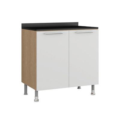 Balcão Cozinha Ditália Aspen 2 Portas Com Tampo Cd-102 Carvalho Branco