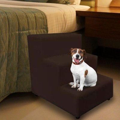 Escada Escadinha Pet Cachorro 3 Degraus Rampa Suede Grace Marrom