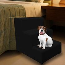 Escada Escadinha Pet Cachorro 3 Degraus Rampa Suede Grace Preto