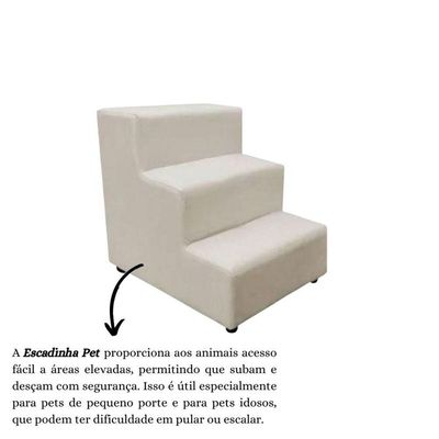 Escada Escadinha Pet Cachorro 3 Degraus Rampa Suede Grace Bege