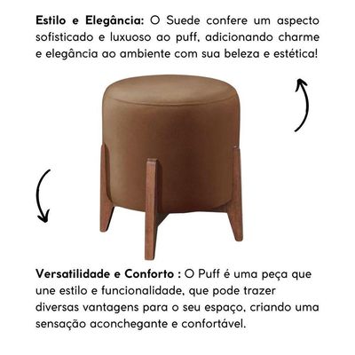Puff Banqueta Decorativo Redondo Sala Estar Marrocos Suede capuccino