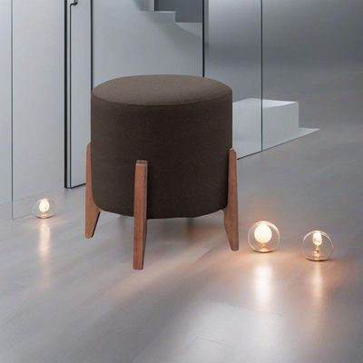 Puff Banqueta Decorativo Redondo Sala Estar Marrocos Suede Marrom