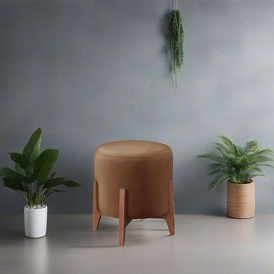Puff Banqueta Decorativo Redondo Sala Estar Marrocos Suede capuccino